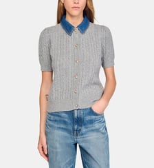 Cardigan à col en denim Sandro