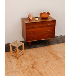 Grand tapis orange et vert en laine Olivier N°26- Produit chiné Debongout