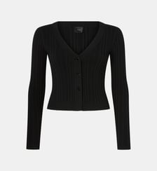Cardigan col v en maille côtelée Pinko