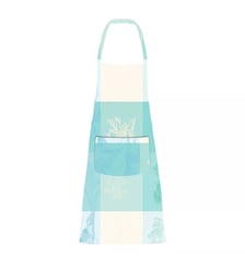 Tablier pur coton enduit 220 g/m² motif jacquard beige bleu Mille iris d'eau aqua Garnier Thiebaut