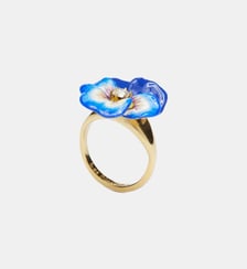 Bague cocktail pensée bleue et cristal taillé Les Néréides