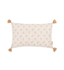 Coussin rectangulaire avec pompons en double gaze de coton lavé Wabi-Sabi Nobodinoz