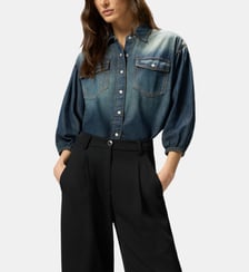 Chemise en denim à manches ballon Pinko