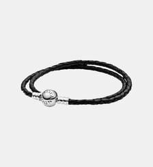 Bracelet en Cuir Noir Double Tour Pandora