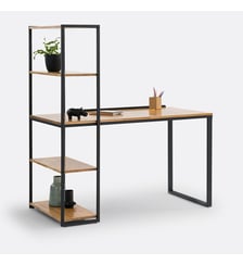 Bureau-bibliothèque chêne et métal acier La Redoute Interieurs