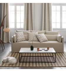 Rideau À Oeillets Tamisant Jacquard tissé aux fils méchés, motif chevrons Madura