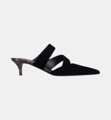 Mules en velours et cuir verni imprimé Balmain