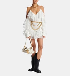 Robe fluide à volants en dentelle Balmain