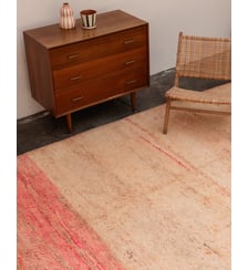 Grand tapis orange et rose Olivier N°21- Produit chiné Debongout