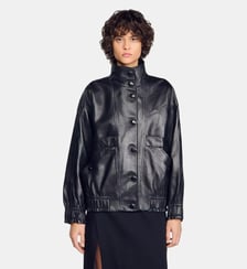 Blouson oversize en cuir Sandro