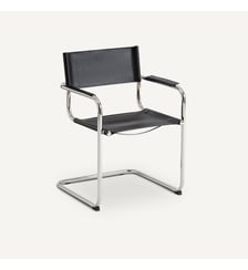 Fauteuil de table, croûte de cuir véritable et acier chromé AM.PM