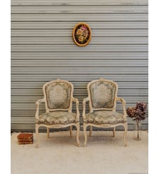 Paire de fauteuils en bois et tissu Ernest N°1617- Produit chiné Debongout