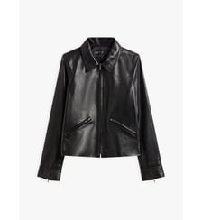 blouson Leslie en cuir d'agneau noir Agnès b.