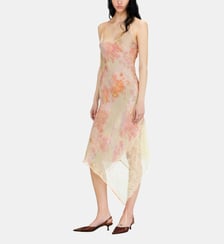 Robe nuisette à demi-longueur avec imprimé fleuri et bordure en dentelle Diesel