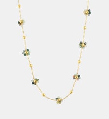 Collier chaîne fine acier inoxydable et fleur en pierre d'Aventurine Balaboosté