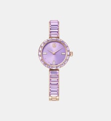 Montre Matrix bangle, Fabriqué en Suisse, Bracelet en cristal, Violette, Finition champagne doré Swarovski