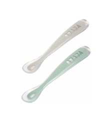 Lot de 2 cuillères 2ème âge silicone avec boite de transport (velvet grey/sage green) Beaba
