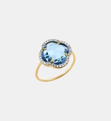 Bague, topaze swiss blue, diamants, or jaune Morganne Bello