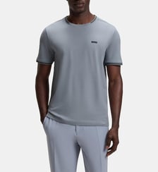 T-shirt droit stretch avec rayures et logo BOSS