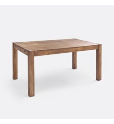 Table à manger, extensible, pin teinté teck et plaqué, 6 à 8 couverts La Redoute Interieurs