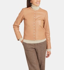 cardigan pression en cuir marron Agnès b.
