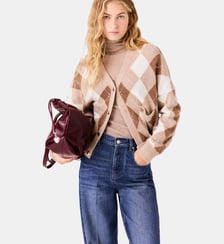 Cardigan à motif argyle strassé Maje