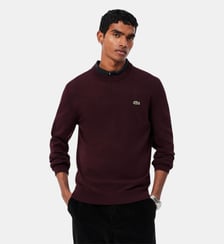 Pull coton uni col rond Lacoste