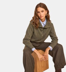 Pantalon Large Kaki En Viscose Mélangée Livio Maison 123
