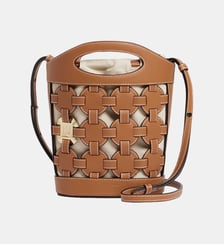 Petit sac seau Le Potier en toile coton et cuir lisse Le Tanneur