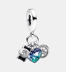 Charm Pendant Triple Appareil Photo, Cœur & Boussole Pandora