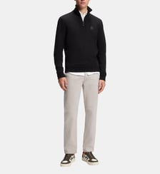 Sweat en coton molletonné à encolure zippée et patch logo BOSS