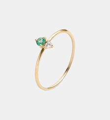 Bague en émeraude et diamant en or jaune 9K Aristocrazy