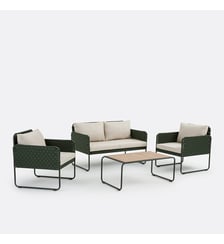Salon de jardin bas en métal acier et corde tressée, 4 places La Redoute Interieurs