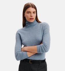 Pull droit col roulé en cachemire 2 fils Bompard