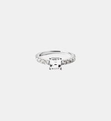 Bague solitaire en argent 925 avec quartz et topaze blanche Aristocrazy