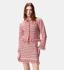 Veste courte en natté et maille effrangée Pinko
