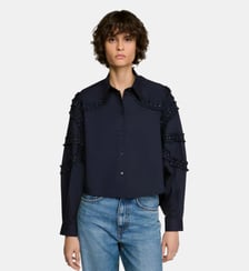 Chemise en coton froncée strassée Sandro