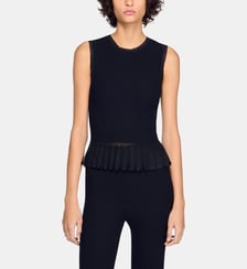 Pull à volants en maille ottoman Sandro