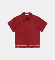 Chemisier manches courtes col chemise imprimé broderie CATHY La Petite Etoile