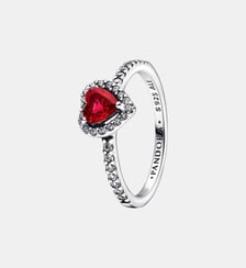 Bague Cœur Rouge Surélevé Pandora