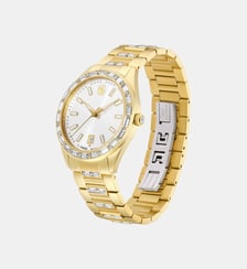 Montre Matrix date, Fabriqué en Suisse, Bracelet en métal, Ton or rose, Finition mix de métal Swarovski