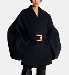 Manteau portefeuille court en laine Balmain