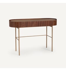 Bureau console plaqué noyer et cuir AM.PM