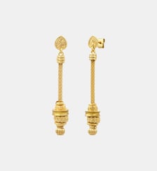Boucles d'oreilles longues tiges percées   doré à l'or fin - Alicudi Satellite