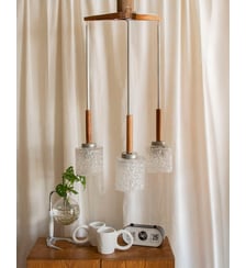 Suspension aux globes en verre texturé Sonia N°282- Produit chiné Debongout