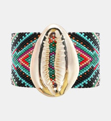 Bracelet manchette perles tissées avec cabochon coquillage APHASE Hipanema