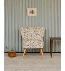 Fauteuil en tissu beige coloré Jakob N°1207- Produit chiné Debongout