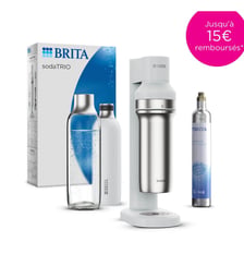 Machine à soda sodaTRIO blanche + 1 cylindre CO+ 1 bouteille verre 1L + 1 bouteille isotherme 0.65L Brita