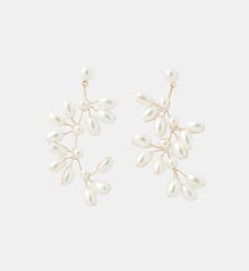 Boucles d'oreilles grappe de perles blanches Balaboosté