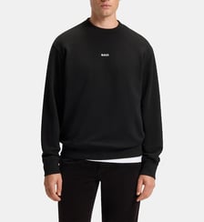 Sweat décontracté en molleton de coton avec logo contrastant BOSS
